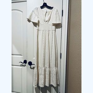NWOT Anthropologie ivory eyelet maxi dress